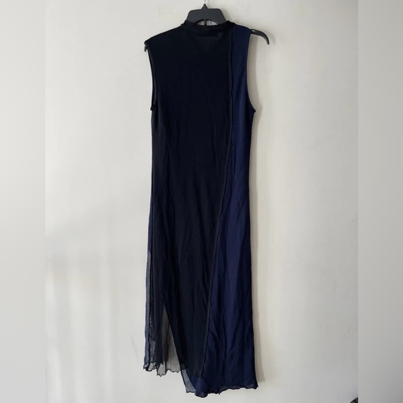 ZARA Navy Blue Knit Asymmetrical  Combination Color-block Midi Dress - Picture 2 of 7